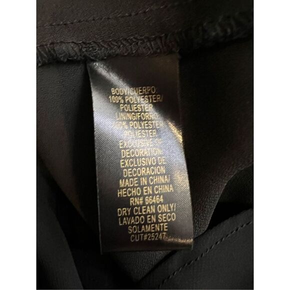 Studio I top women’s size 10 sheer black long sleeve ruffle beaded drape neck - Picture 9 of 9